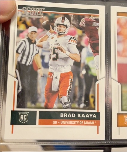 2017 Score #371 Brad Kaaya Rookie Miami Hurricanes — front