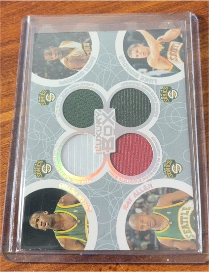 2005-06 Topps Luxury Box Box Out Quad Relics Johan Petro/Rashard Lewis/Ray Allen/Luke Ridnour #BOR-15 — front