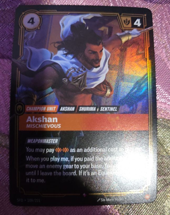 2023 Riftbound Spiritforged #109 Akshan Mischievous — front