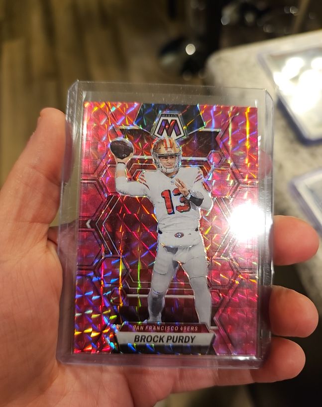 2023 Panini Mosaic #211 Brock Purdy Pink Camo Prizm — front