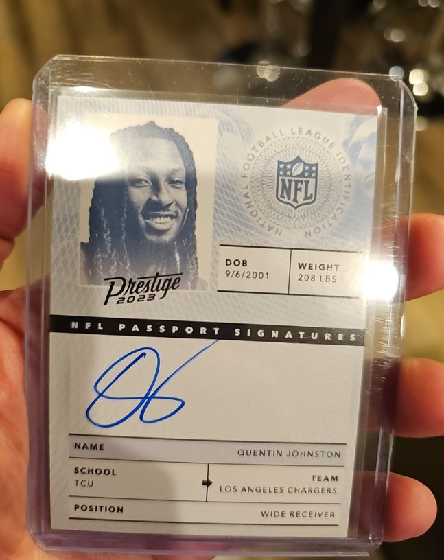 2023 Panini Prestige #NPS-QJ Quentin Johnston Passport Signatures Auto Rookie — front