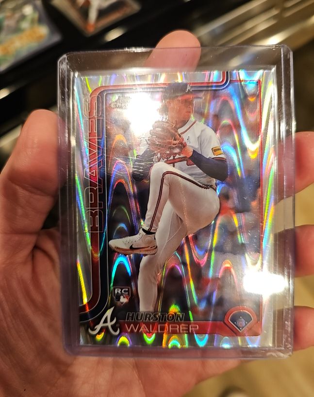 2025 Topps Chrome #90 Hurston Waldrep RayWave Refractor RC Atlanta Braves — front