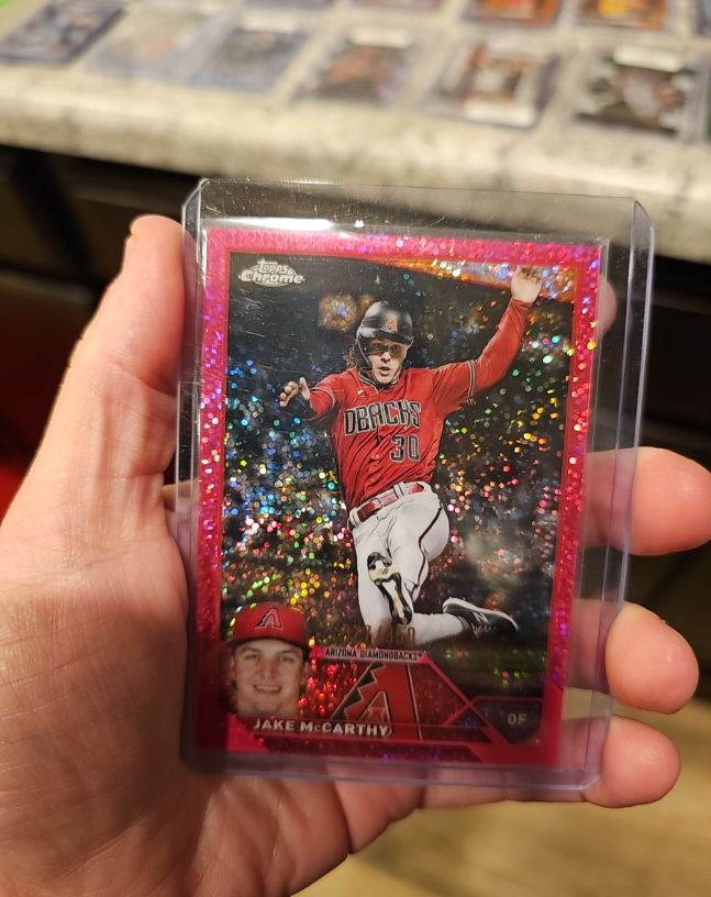 2023 Topps Chrome #86 Jake McCarthy Magenta Speckle Refractor — front