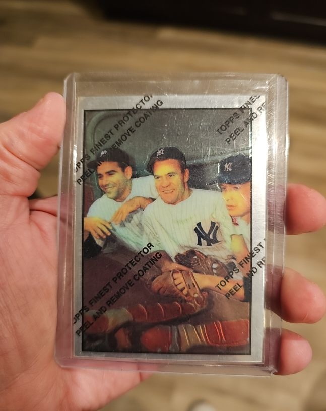 1997 Topps Finest #21 Mickey Mantle, Yogi Berra, Hank Bauer — front