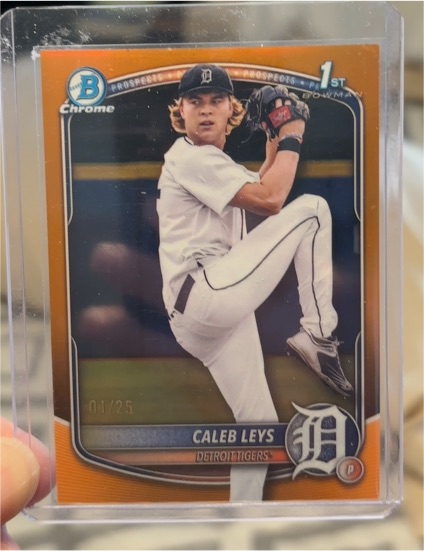 2025 Bowman Draft Chrome #BDC-195 Caleb Leys Orange /25 — front