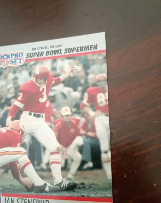 1990 Pro Set Super Bowl Supermen #122 Jan Stenerud — front