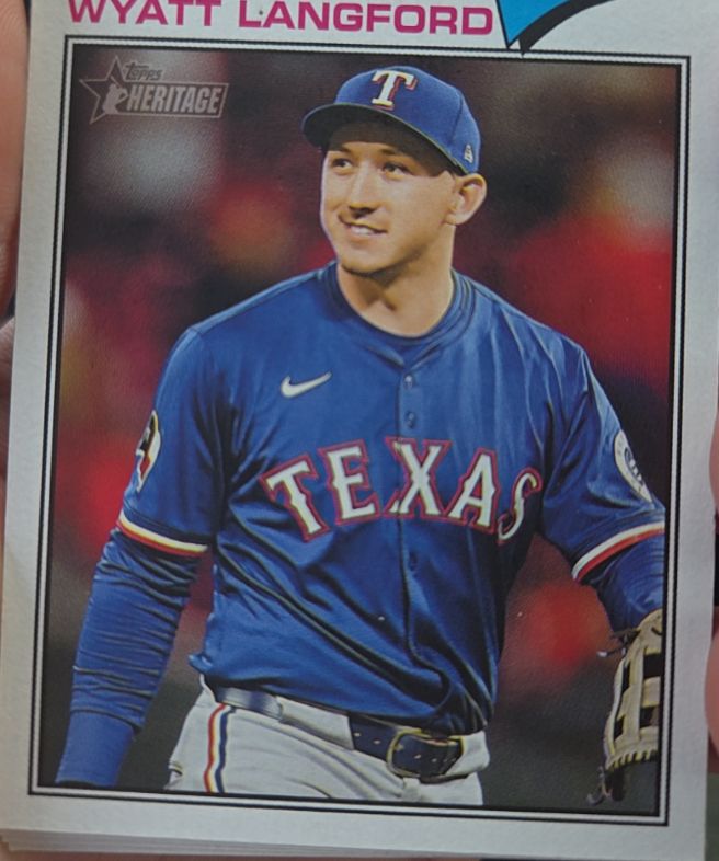 2026 Topps Heritage #340 Wyatt Langford Texas Rangers — front