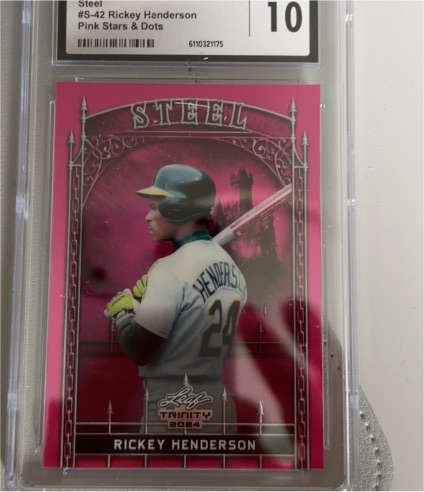 2024 Leaf Trinity #S-42 Rickey Henderson Steel Pink Stars & Dots — front