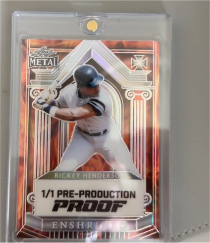 2025 Leaf Metal Sports Heros #1/1 Rickey Henderson Production Proof — front
