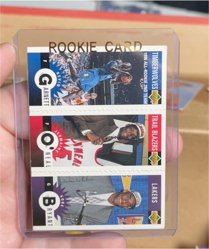 1996 Upper Deck Collector's Choice Mini #M129 Kevin Garnett, Jermaine O'Neal, Kobe Bryant Rookie Card — front