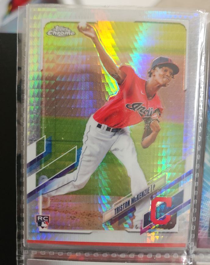 2021 Topps Chrome #21 Triston McKenzie Prism Refractor Rookie — front