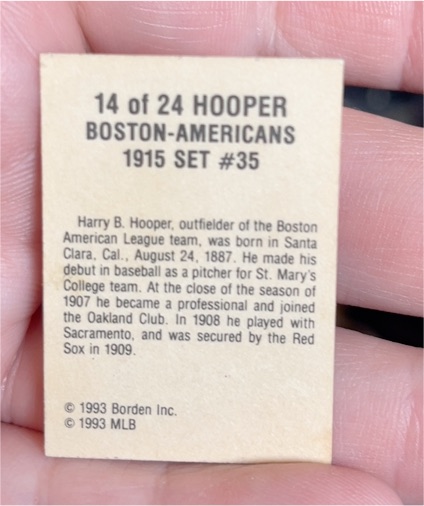 1993 Borden Cracker Jack 1915 Set #35 #14 Harry B. Hooper — front