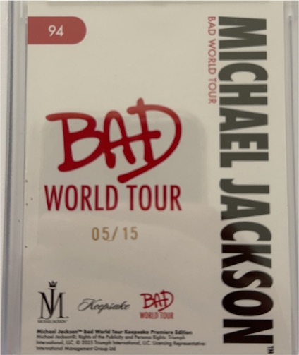 2025 Keepsake Michael Jackson Bad World Tour #94 — front