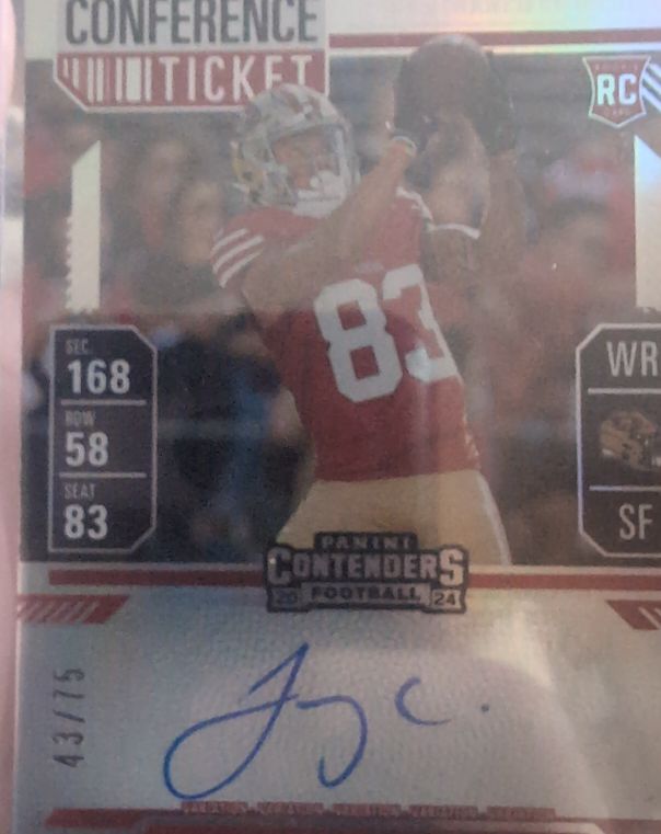 2024 Panini Contenders #139 Jacob Cowing Conference Ticket Auto /75 Rookie — front