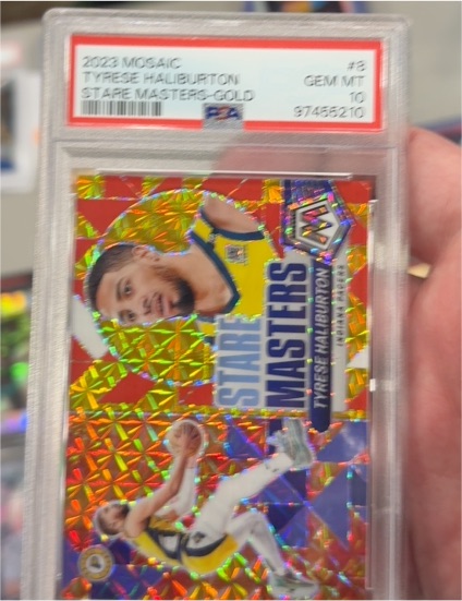 2023 Panini Mosaic #3 Tyrese Haliburton Stare Masters Gold — front