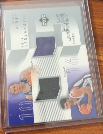 2002-03 Upper Deck Basketball #SD1213 Mike Bibby & Peja Stojakovic Combo Dual Patch — front