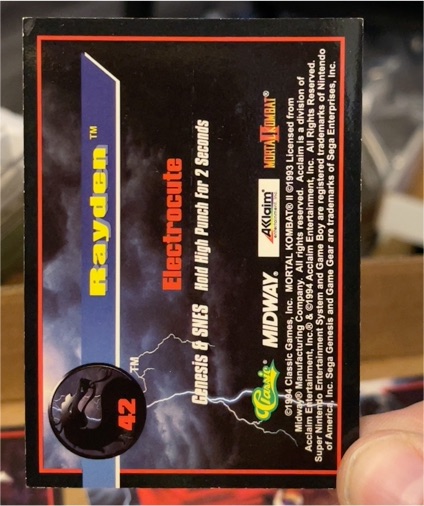 1994 Classic Mortal Kombat II #42 Rayden Electrocute — front