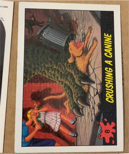 1988 Topps Dinosaurs Attack #8 Crushing a Canine — front