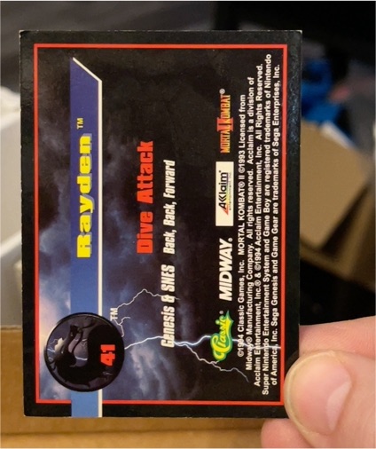 1994 Classic Mortal Kombat II #41 Rayden Dive Attack — front