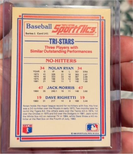 1986 Sportflics #141 Nolan Ryan Tri-Stars — front