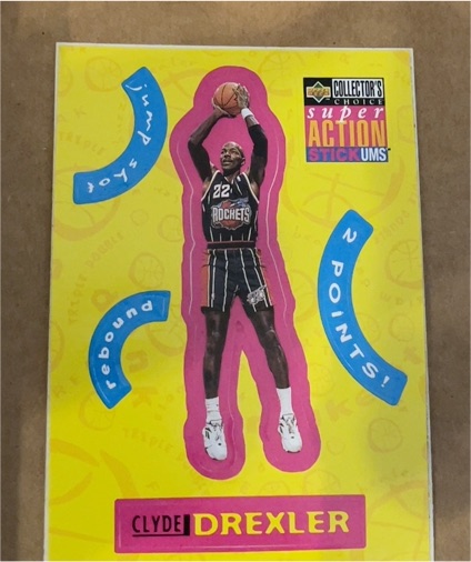 1996-97 Collector's Choice #S10 Clyde Drexler Stick 'Ums — front