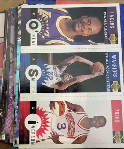 1996-97 Upper Deck Collector's Choice Mini #M132/M117/M152 Shaquille O'Neal / Joe Smith / Allen Iverson — front