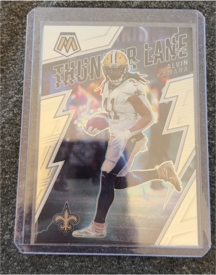 2022 Panini Mosaic Thunder Lane #TL-11 Alvin Kamara — front