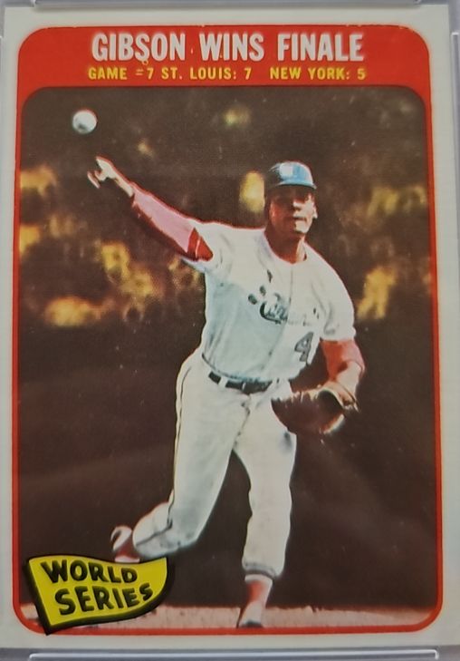 1965 Topps #138 Bob Gibson Wins Finale World Series Game 7 — front