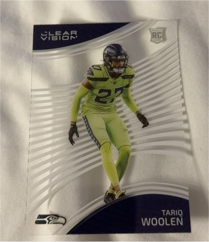 2022 Panini Chronicles Clear Vision #CVR-22 Tariq Woolen — front