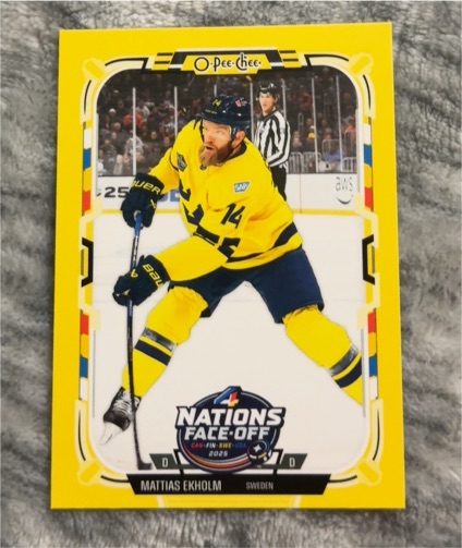 2025-26 O-Pee-Chee #527 Mattias Ekholm Sweden 4 Nations Face-Off — front