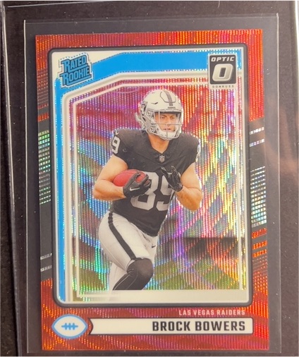 2024 Donruss Optic #394 Brock Bowers Rated Rookie Red Wave Prizm — front