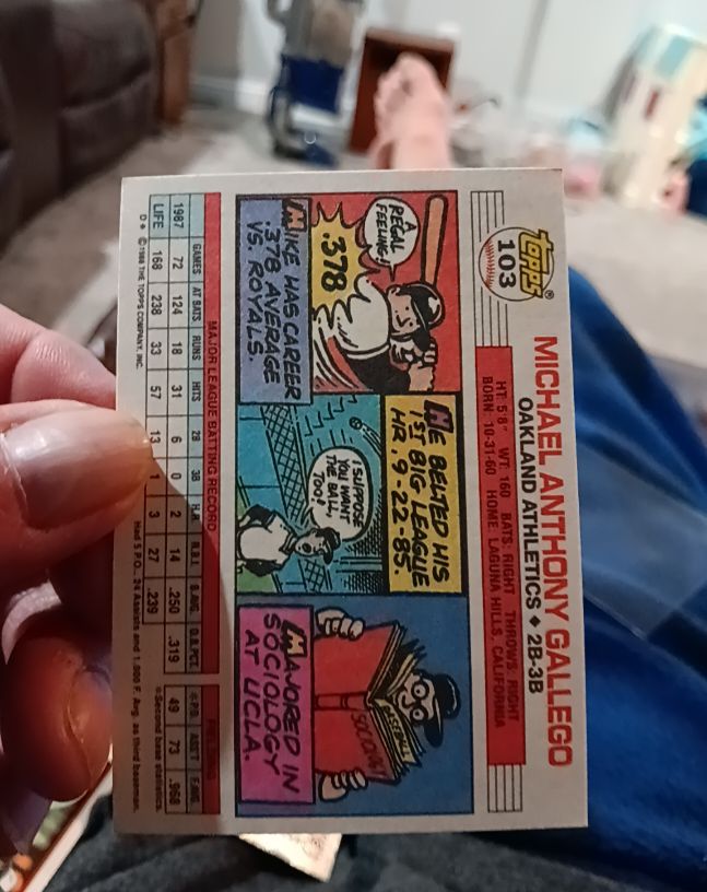 1988 Topps Bazooka #103 Michael Anthony Gallego — front