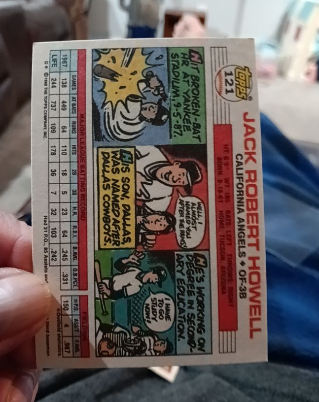 1986 Topps #121 Jack Robert Howell — front
