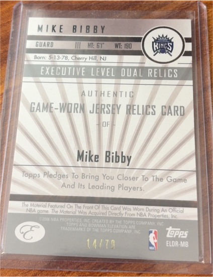 2006 Topps Executive Level Dual Relics Mike Bibby — front