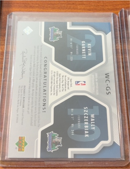 2002 Upper Deck Finite Elements Dual Warm-Ups #WC-GS Kevin Garnett & Wally Szczerbiak — front