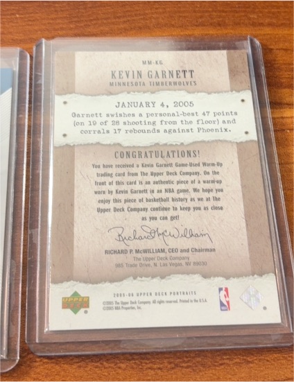 2005 Upper Deck Portraits MM-KG Kevin Garnett — front
