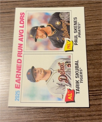 2026 Topps Heritage #7 2025 ERA Leaders Paul Skenes / Tarik Skubal — front