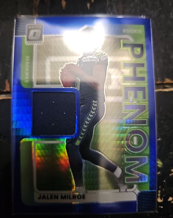 2025 Panini Donruss Optic #RPBH-JME Jalen Milroe Rookie Phenom Blue Hyper Patch — front