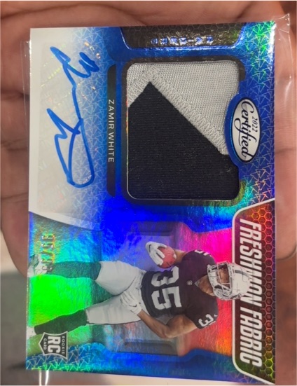 2022 Panini Certified #242 Zamir White Freshman Fabric Rookie Patch Auto — front