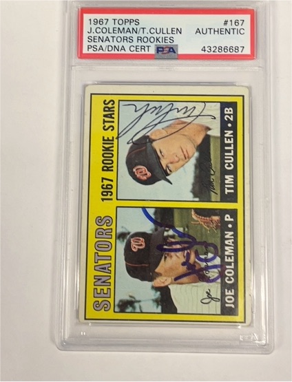 1967 Topps #167 Joe Coleman/Tim Cullen Senators Rookies — front