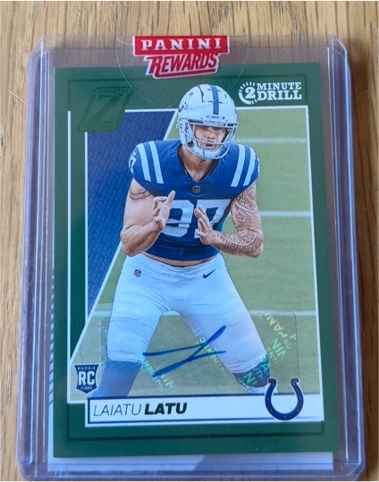 2024 Panini Zenith #167 Laiatu Latu 2 Minute Drill Rookie Autograph — front