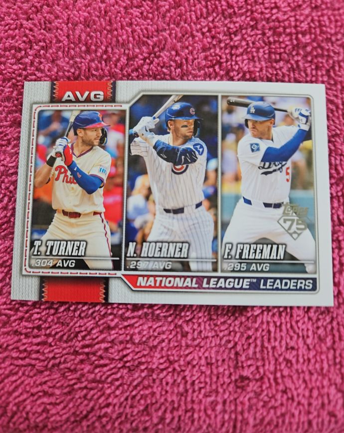 2026 Topps Series 1 #151 National League Leaders AVG - Trea Turner, Nico Hoerner, Freddie Freeman — front