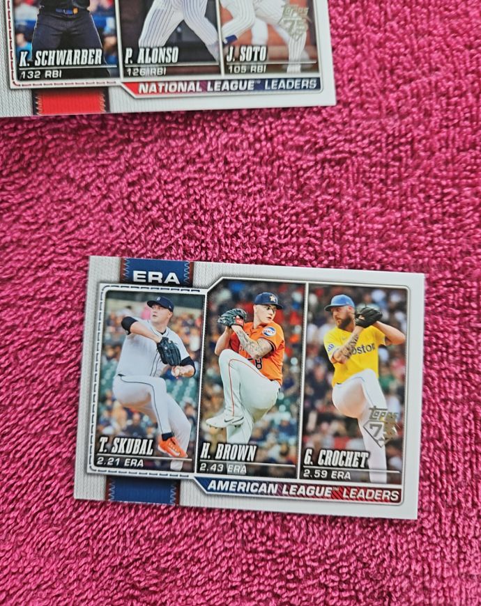 2026 Topps Series 1 #327 American League ERA Leaders Skubal/Brown/Crochet — front
