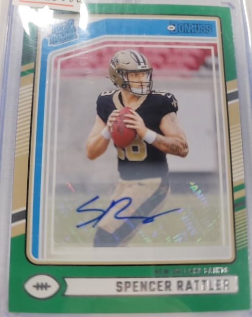 2024 Panini Donruss #359 Spencer Rattler Green Rated Rookie Autograph — front