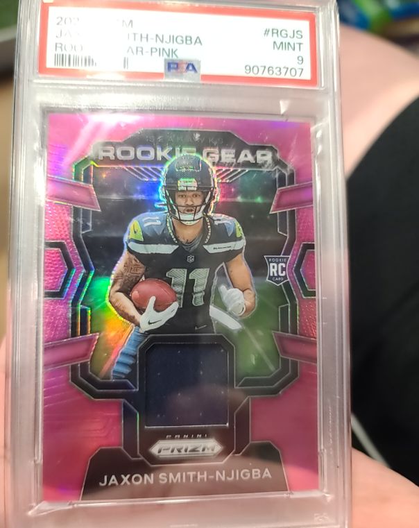2023 Panini Prizm Rookie Gear #RG-JS Jaxon Smith-Njigba Pink Prizm — front