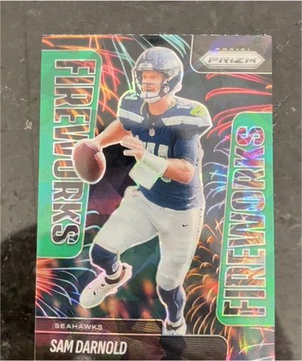 2025 Panini Prizm #3 Sam Darnold Fireworks Seattle Seahawks — front