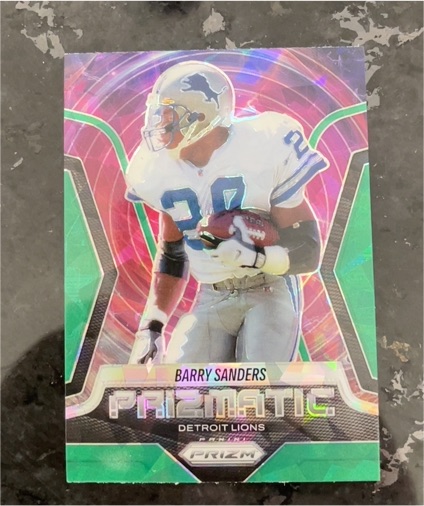 2025 Panini Prizm #19 Barry Sanders Prizmatic Green Wave — front