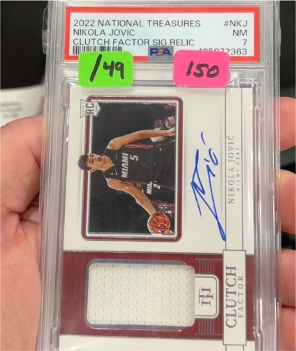 2022 Panini National Treasures #NKJ Nikola Jovic Clutch Factor Sig Relic — front