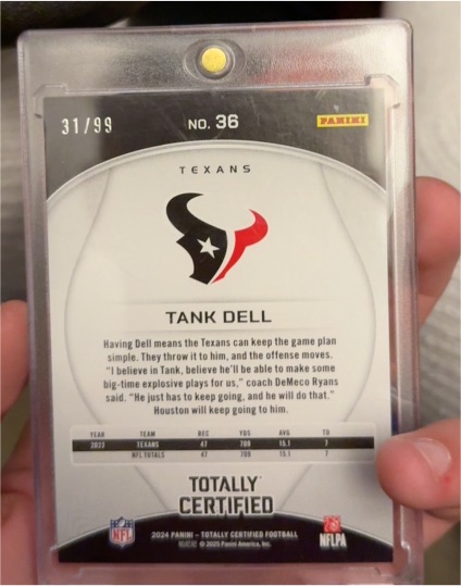 2024 Panini Totally Certified #36 Tank Dell — front