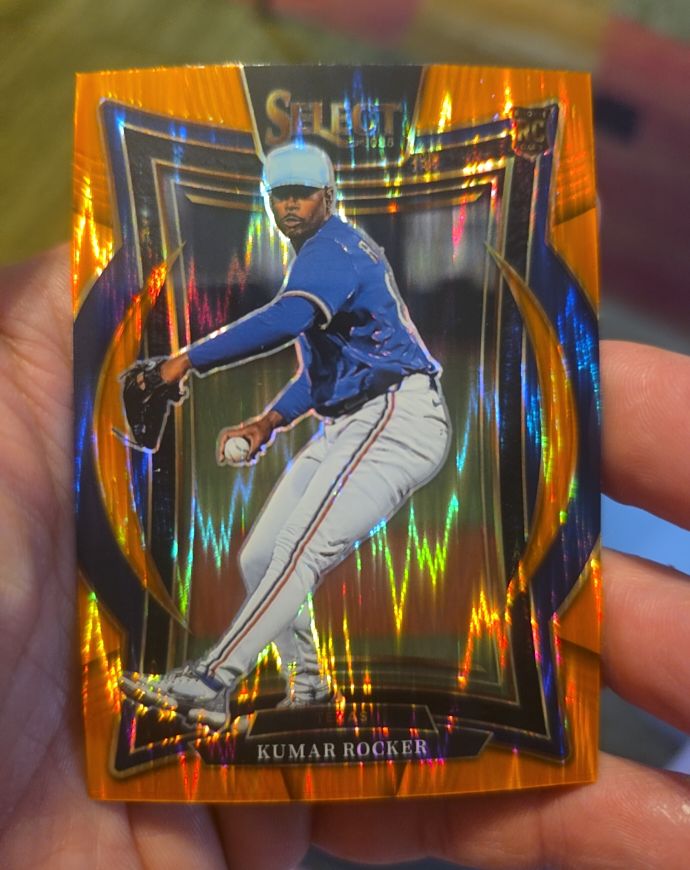 2025 Panini Select Concourse #61 Kumar Rocker Orange Flash Prizm Rookie — front